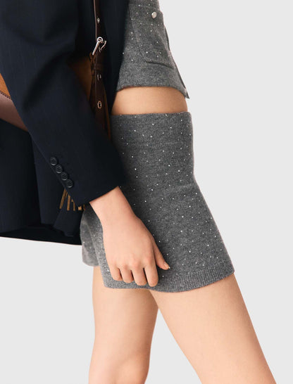 Knit shorts with rhinestones | Maje