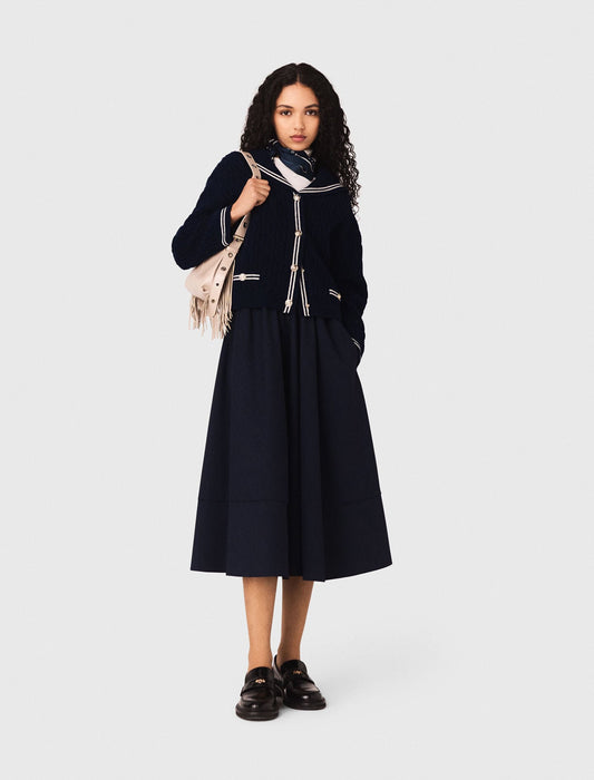 Pinstripe tailored midi skirt | Maje