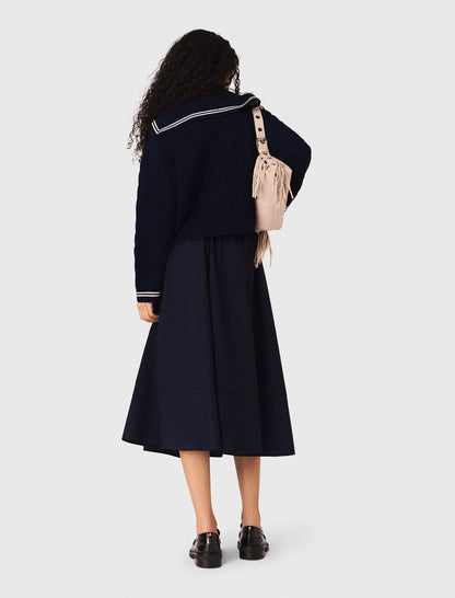 Pinstripe tailored midi skirt | Maje