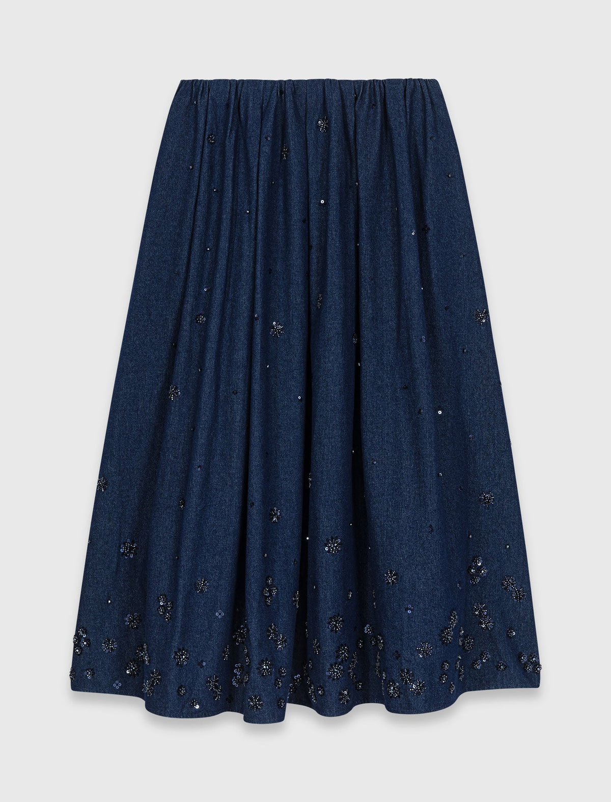 Embroidered denim midi skirt | Maje