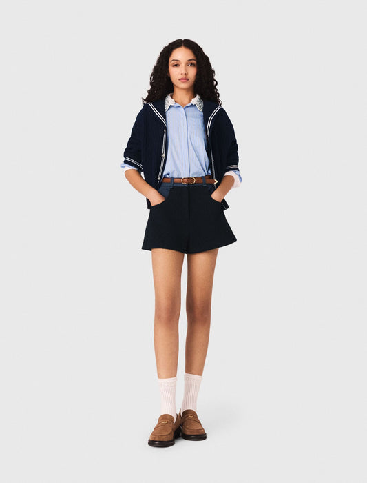 Tweed shorts with denim details | Maje