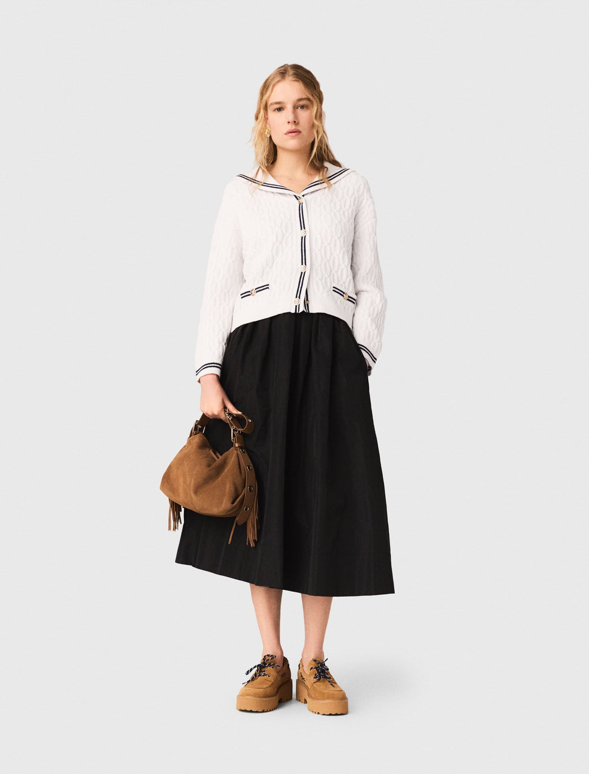 maxi skirt with contrast waistband | Maje