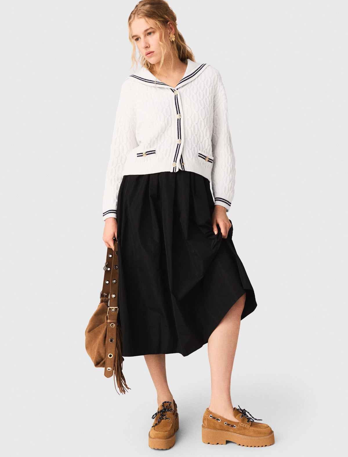 maxi skirt with contrast waistband | Maje