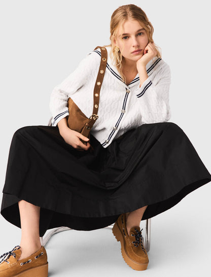 maxi skirt with contrast waistband | Maje