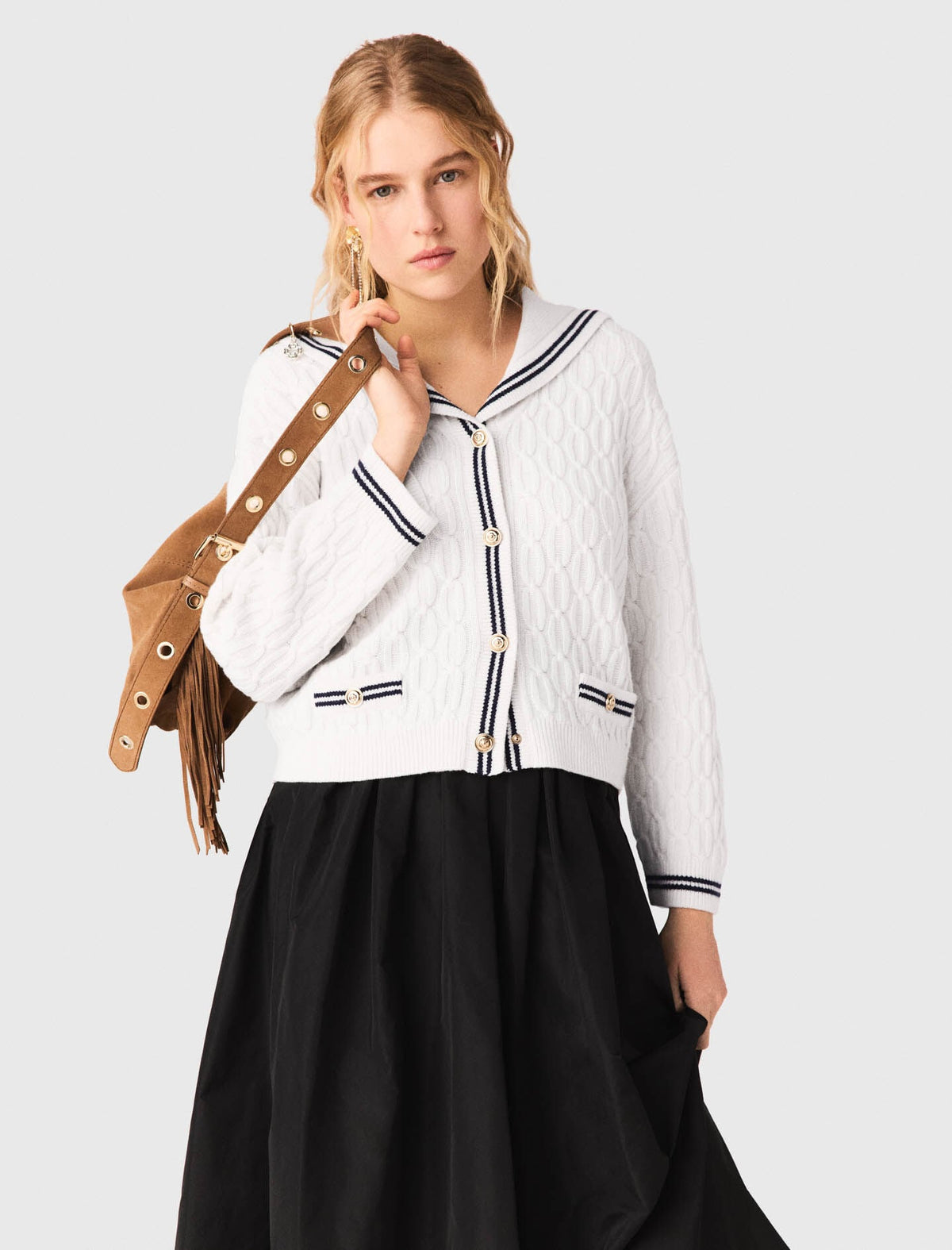 maxi skirt with contrast waistband | Maje