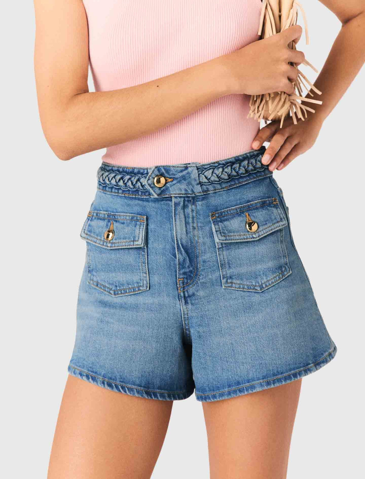 Braided denim shorts | Maje