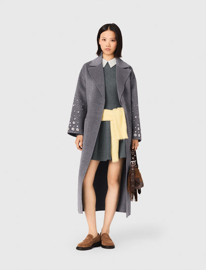 Long double-faced rhinestone coat | Maje