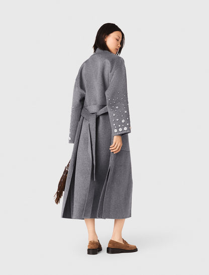 Long double-faced rhinestone coat | Maje