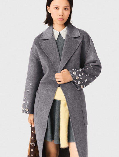 Long double-faced rhinestone coat | Maje