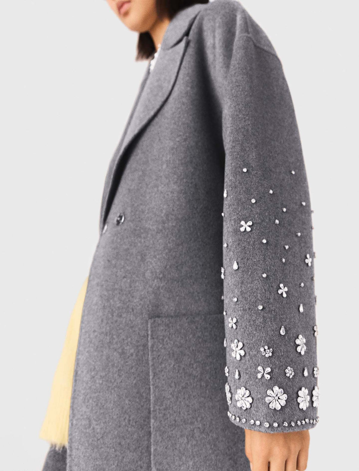 Long double-faced rhinestone coat | Maje