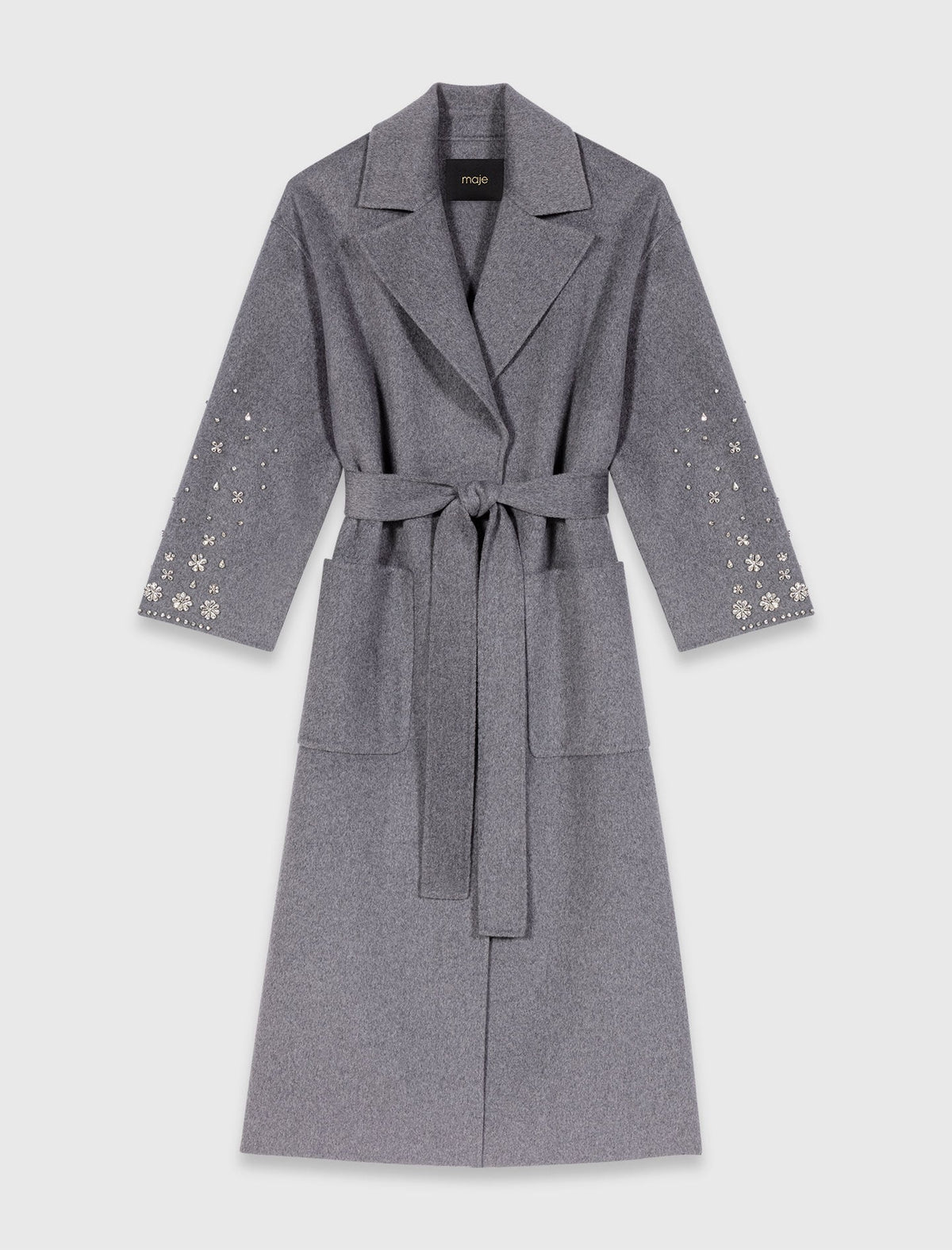 Long double-faced rhinestone coat | Maje