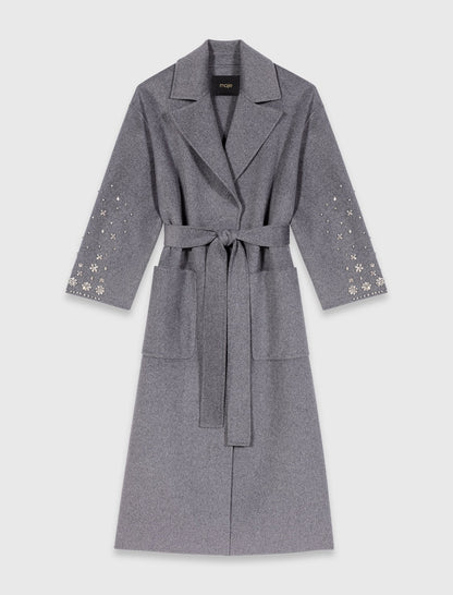 Long double-faced rhinestone coat | Maje