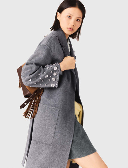 Long double-faced rhinestone coat | Maje