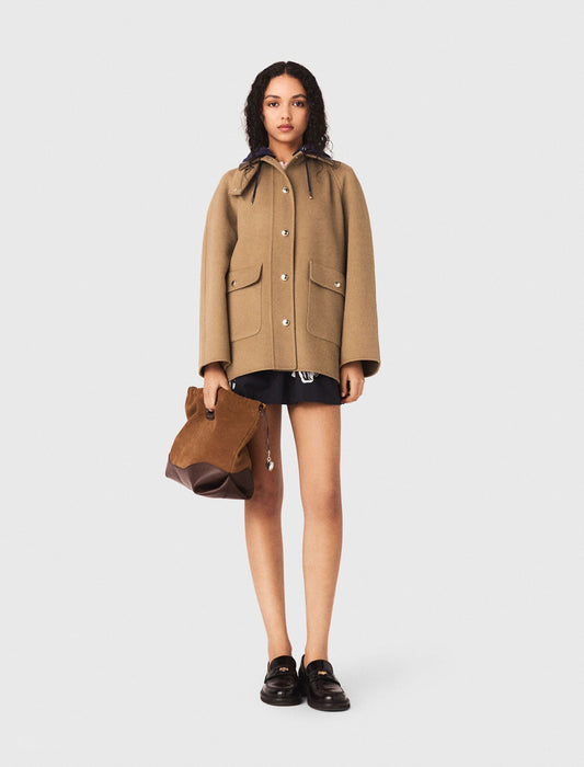 Wool coat with removable hood | Maje