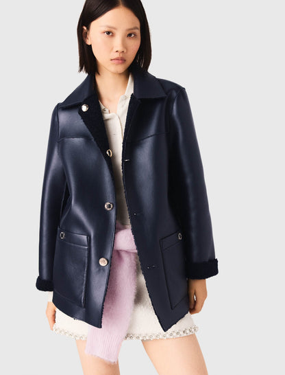 Leather & faux shearling jacket | Maje