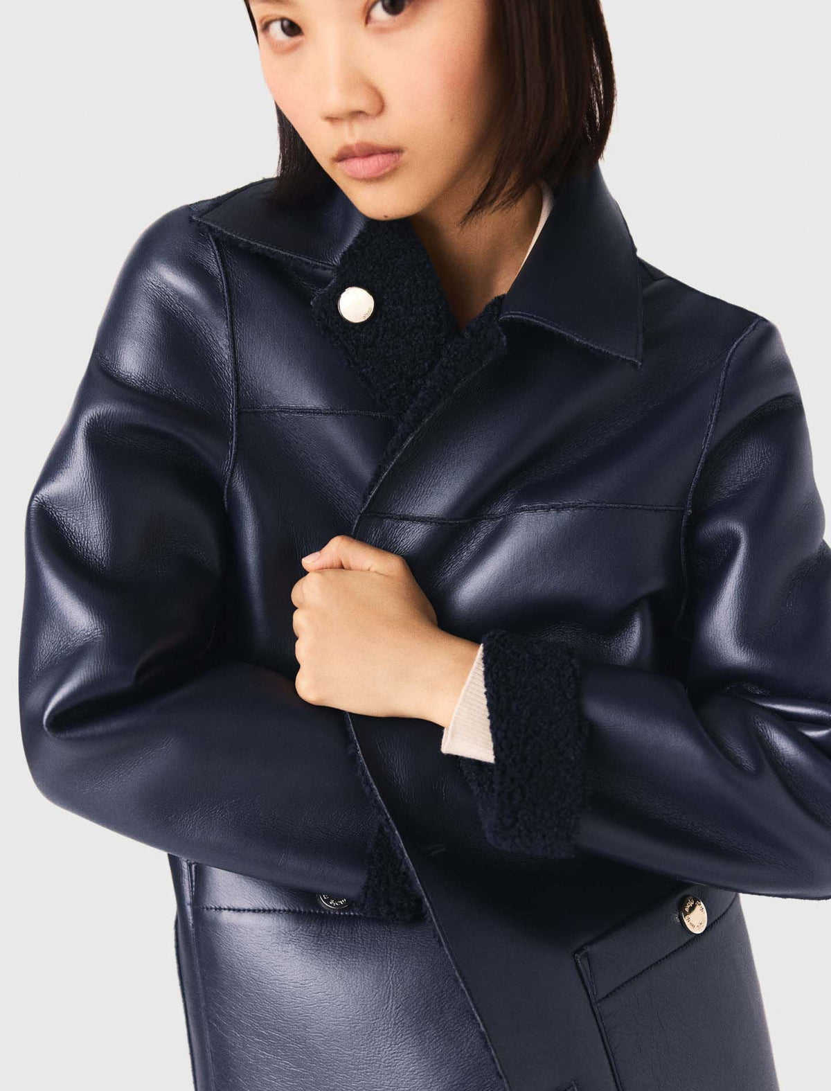Leather & faux shearling jacket | Maje