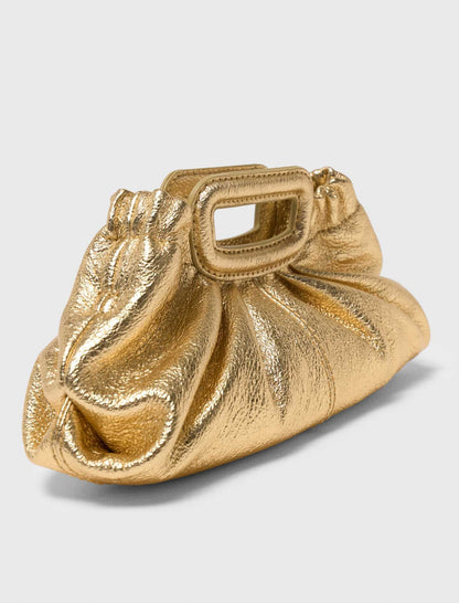Metallic leather Milpli mini Clutch | Maje