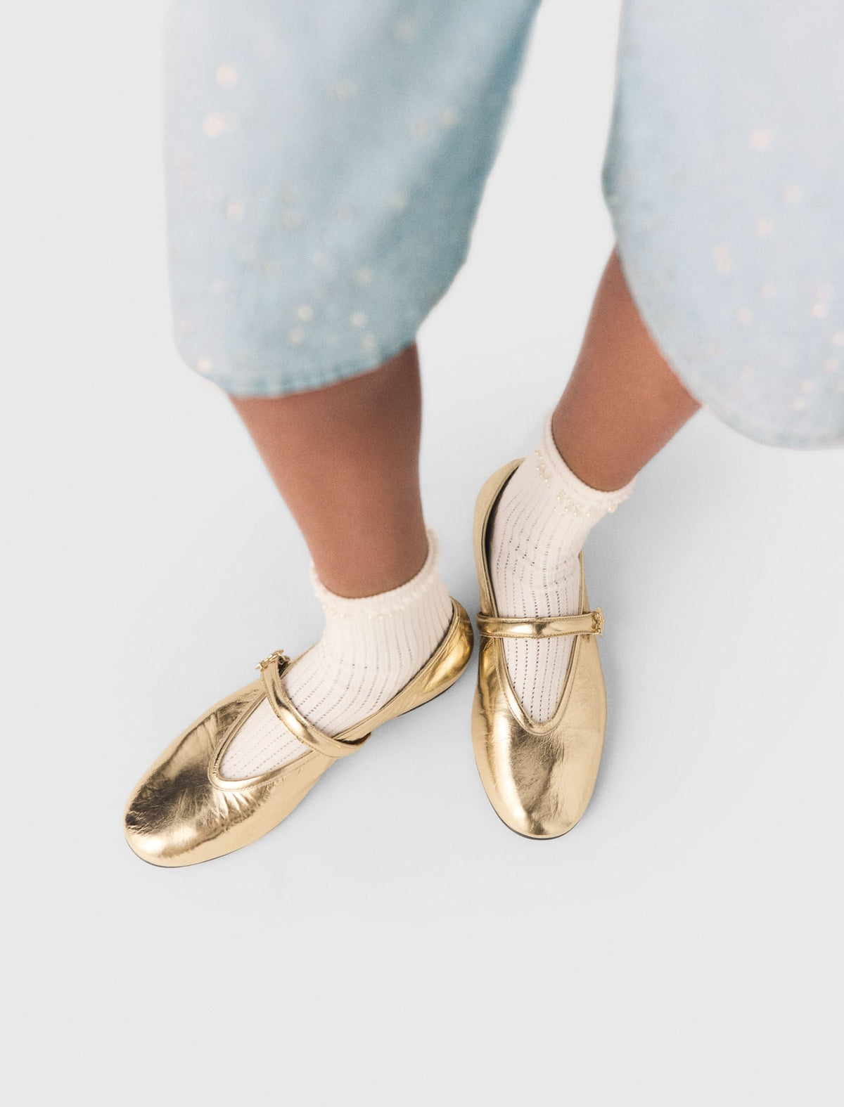 Metallic leather ballet flats | Maje