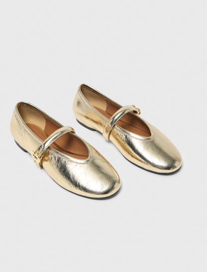 Metallic leather ballet flats | Maje