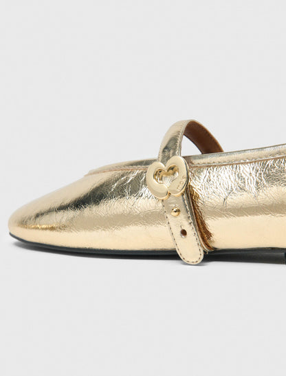 Metallic leather ballet flats | Maje