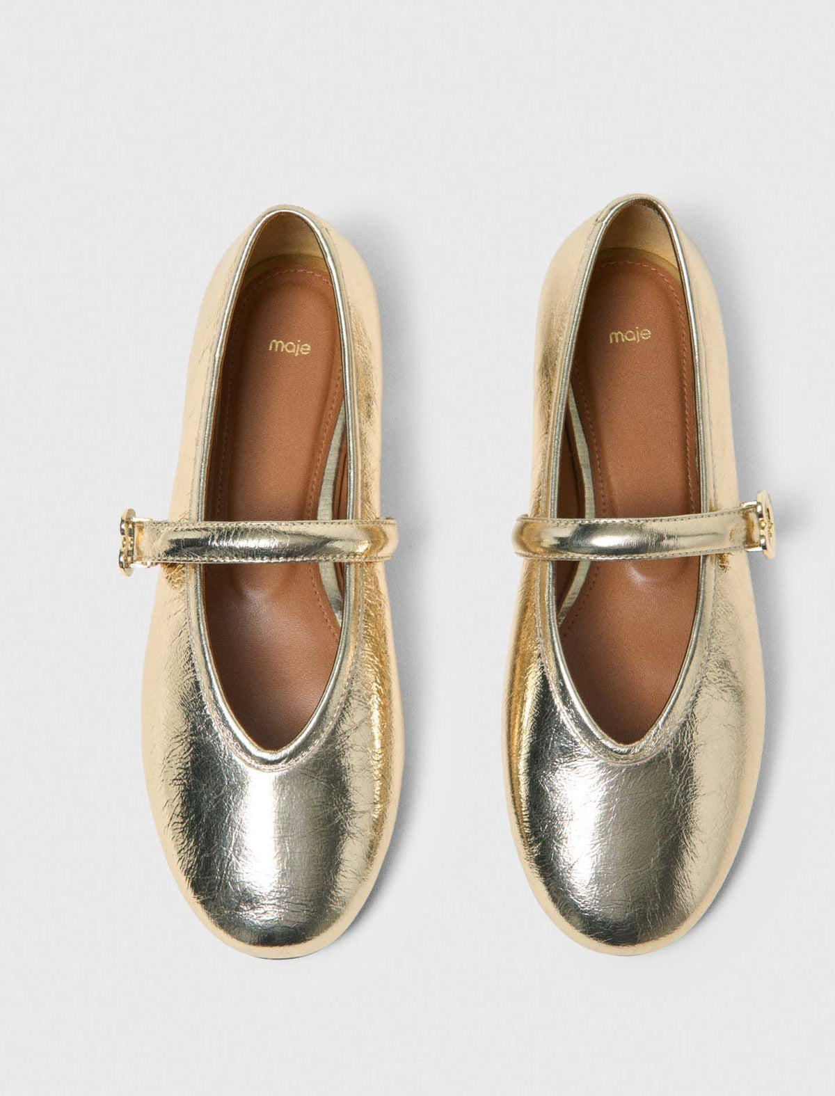 Metallic leather ballet flats | Maje