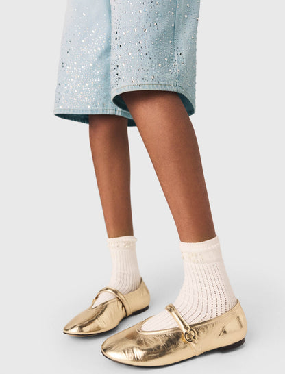 Metallic leather ballet flats | Maje