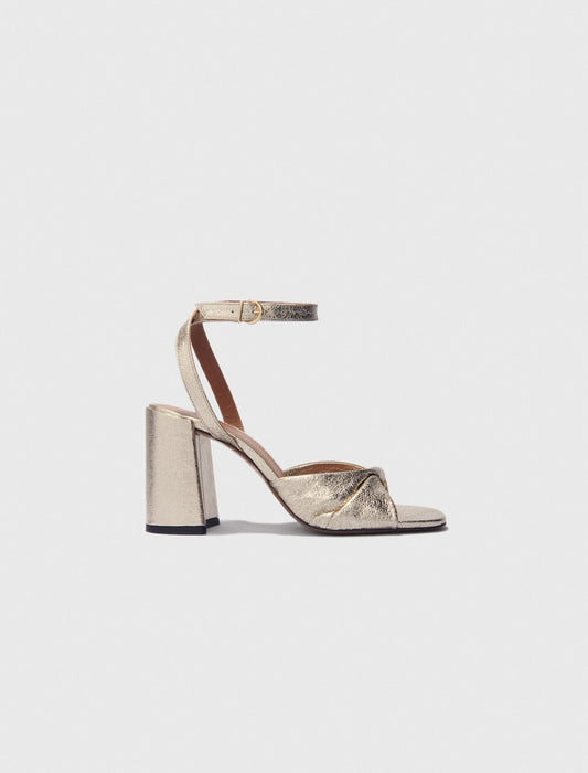 Metallic leather sandals with heels | Maje