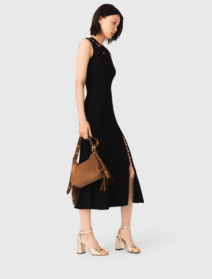 Metallic leather sandals with heels | Maje