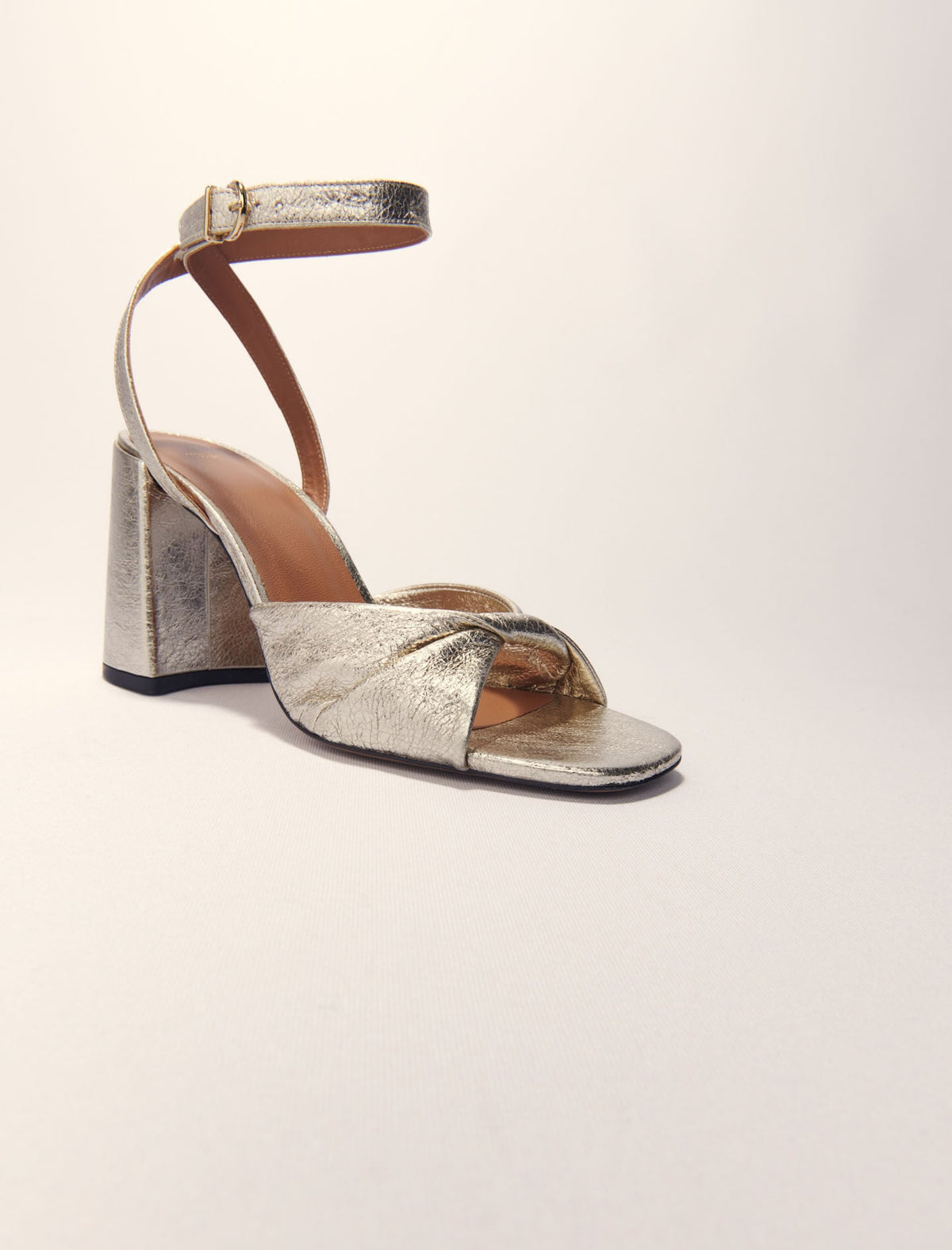 Metallic leather sandals with heels | Maje