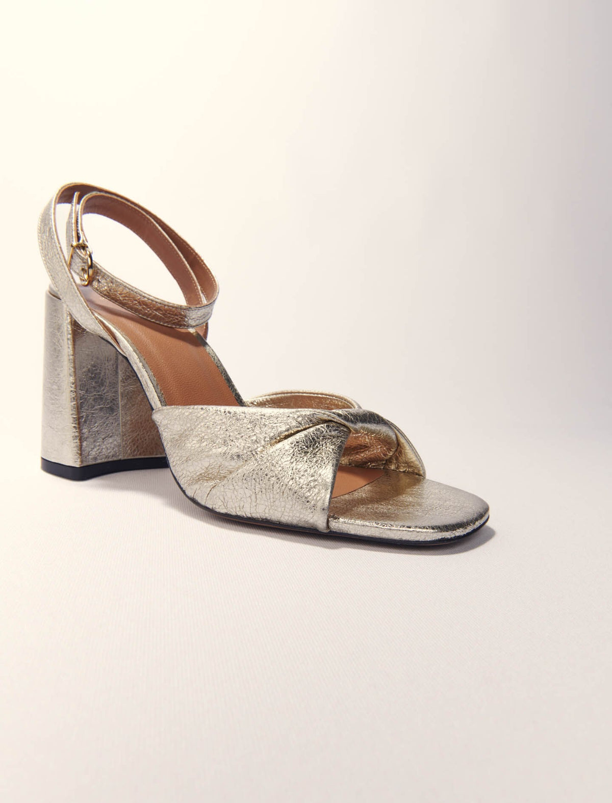 Metallic leather sandals with heels | Maje