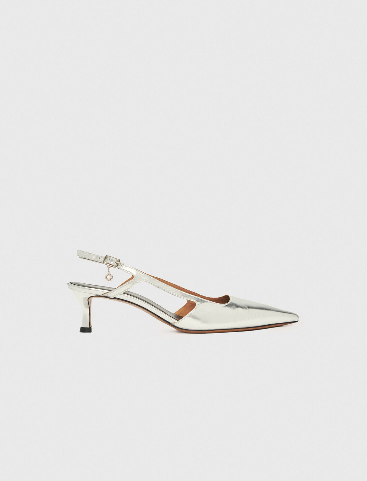 Silver leather strappy heels | Maje