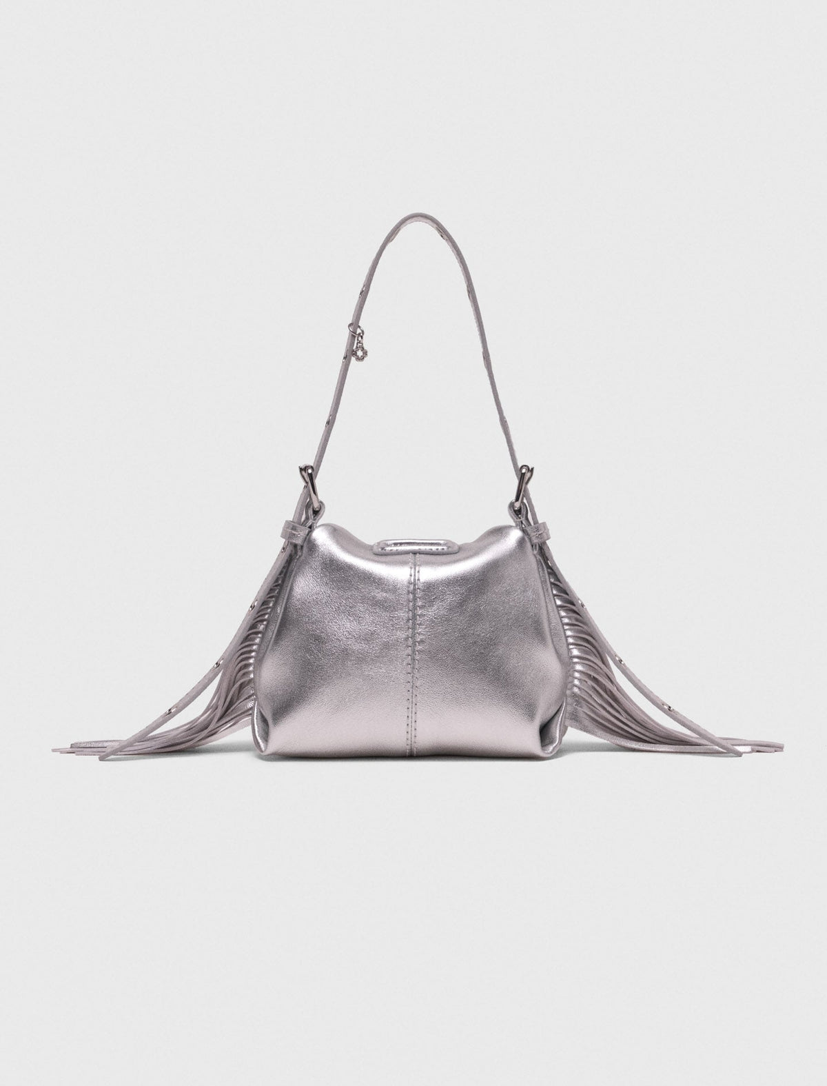 Metallic leather Miss M micro bag | Maje