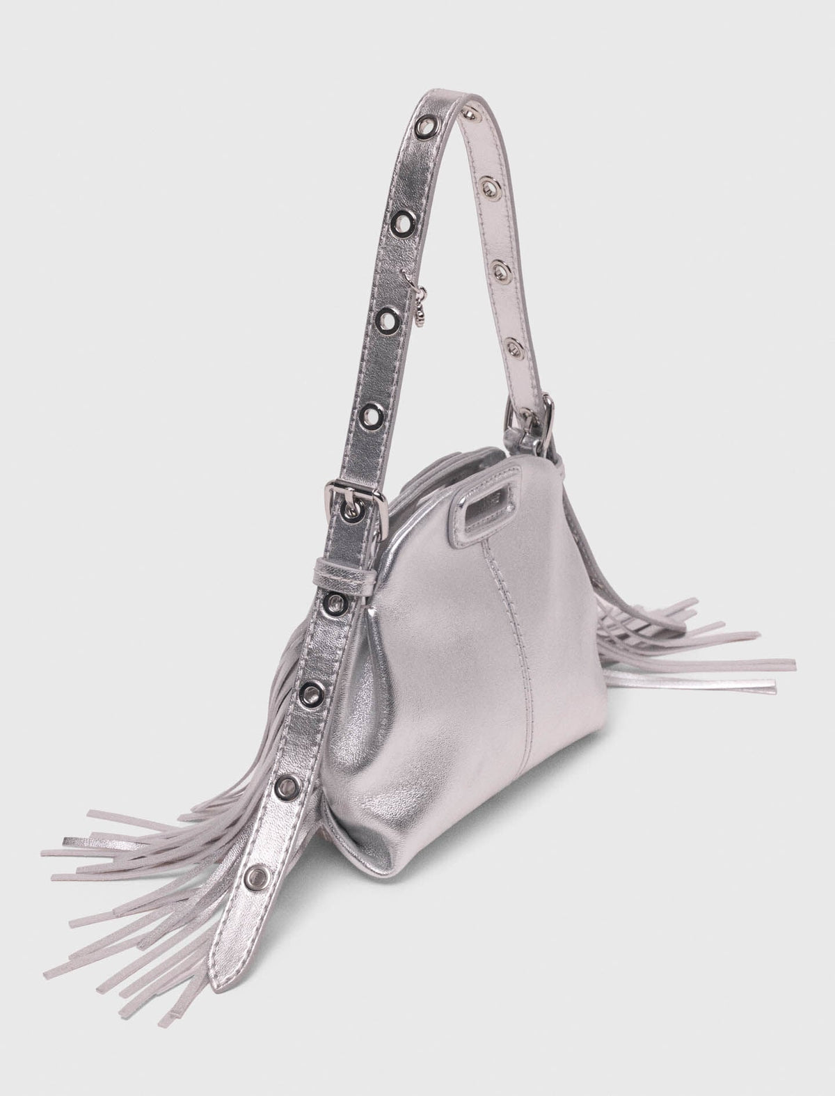 Metallic leather Miss M micro bag | Maje