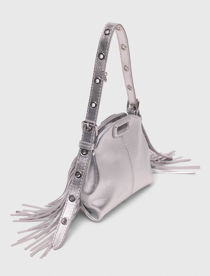 Metallic leather Miss M micro bag | Maje