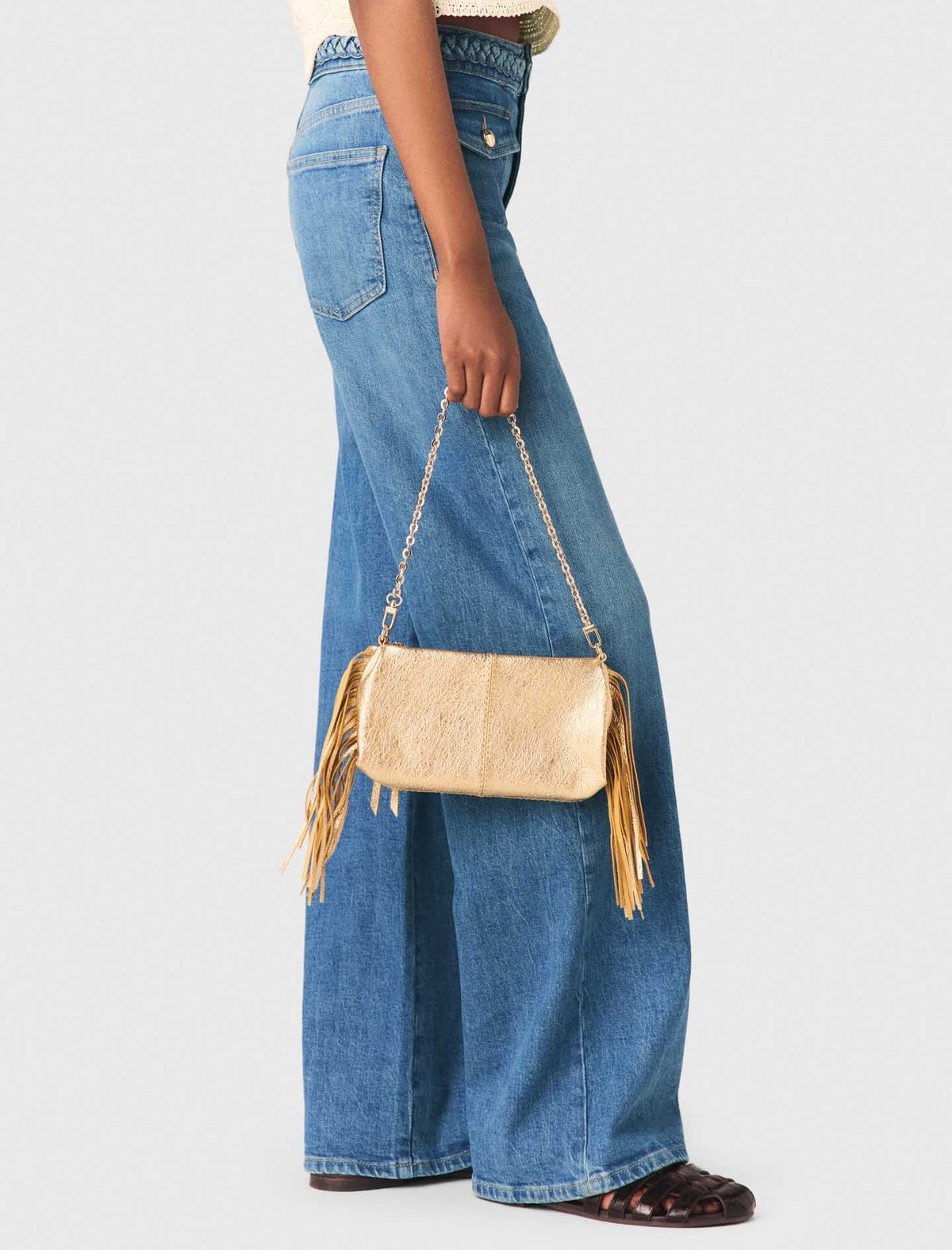 Miss M Metallic Pouch Bag | Maje