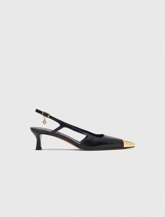 Smooth leather slingback pumps | Maje