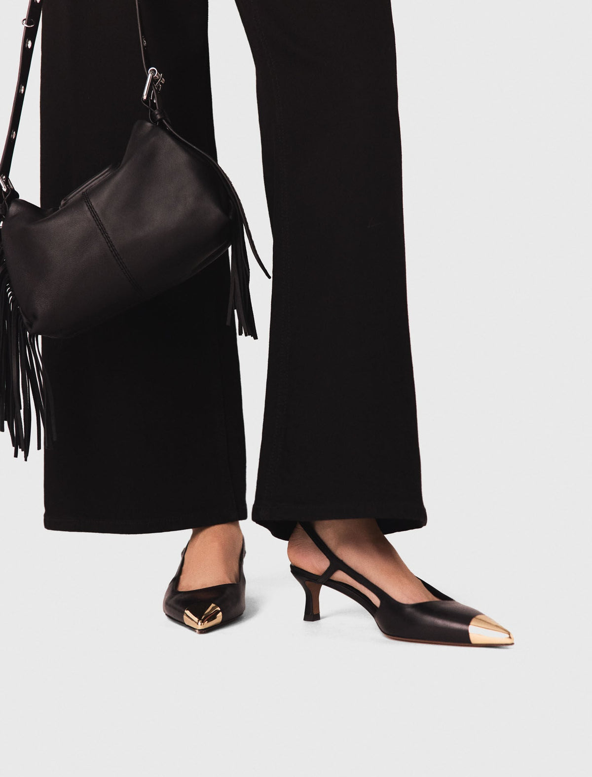 Smooth leather slingback pumps | Maje