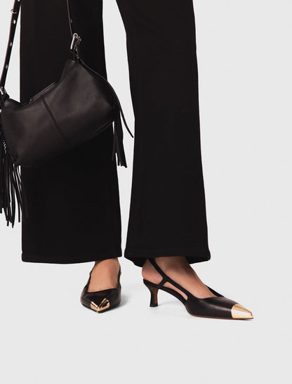 Smooth leather slingback pumps | Maje