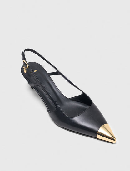 Smooth leather slingback pumps | Maje