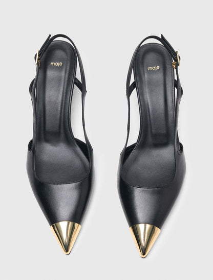Smooth leather slingback pumps | Maje