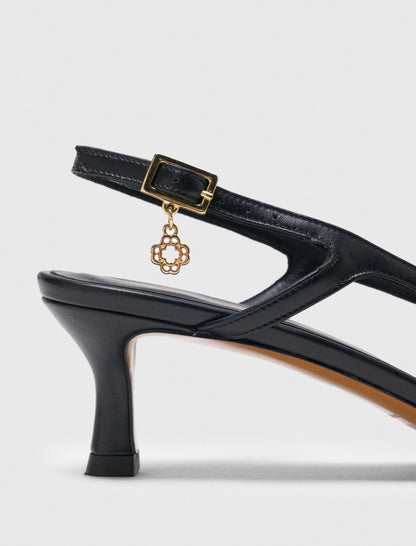 Smooth leather slingback pumps | Maje