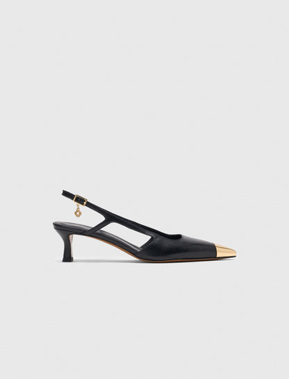 Smooth leather slingback pumps | Maje