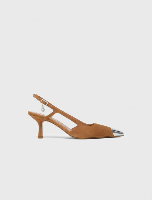 Metallic-toe suede pumps | Maje