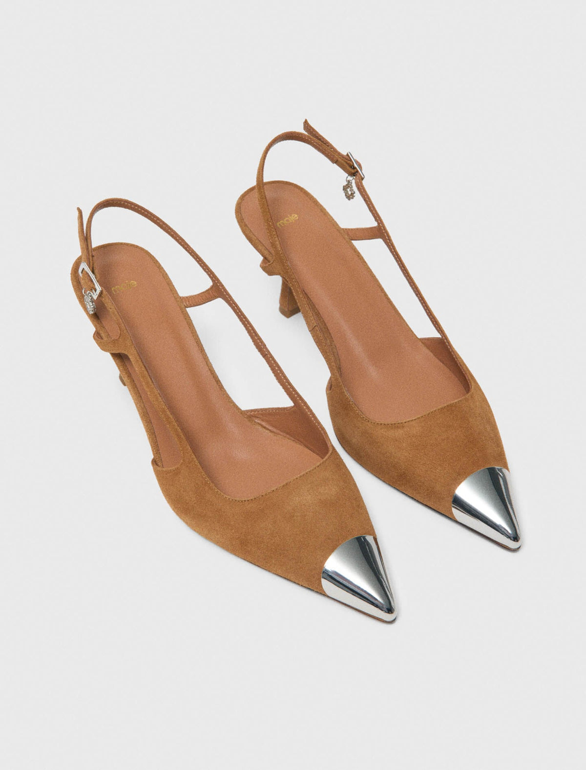 Metallic-toe suede pumps | Maje