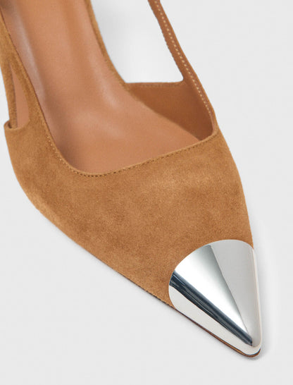 Metallic-toe suede pumps | Maje