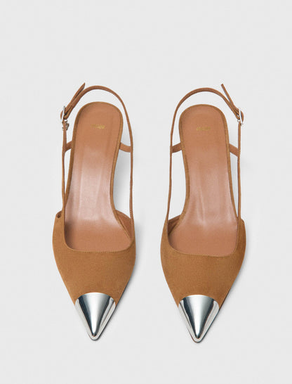 Metallic-toe suede pumps | Maje