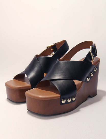 Leather platform sandals | Maje
