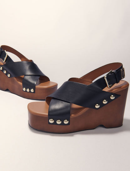 Leather platform sandals | Maje