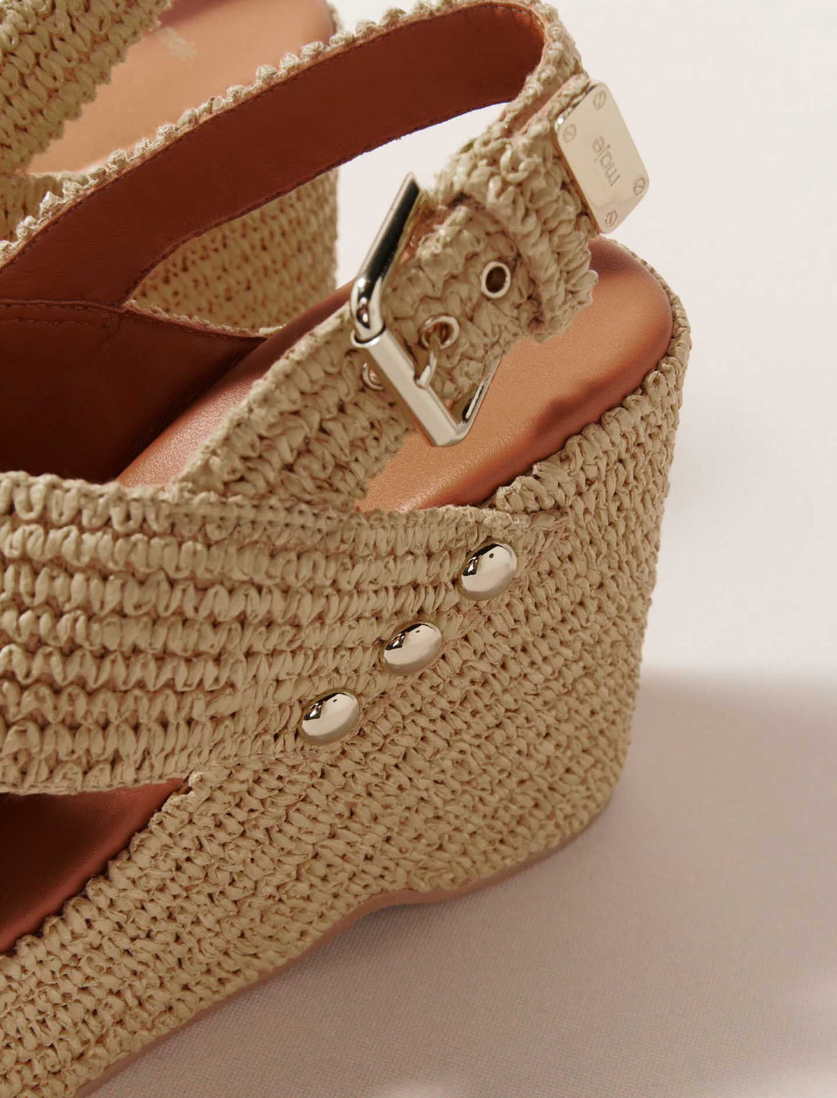 Wedge sandals with raffia effect | Maje