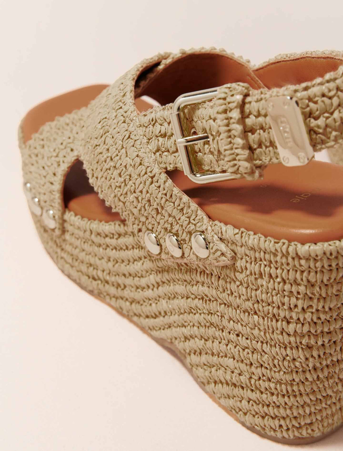 Wedge sandals with raffia effect | Maje